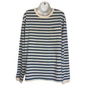 J. Crew Oarsman Always Men's Striped Long Sleeve Crew Shirt M Blue Ivory